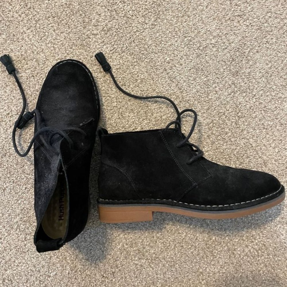 Hush Puppies black ankle booties with tie